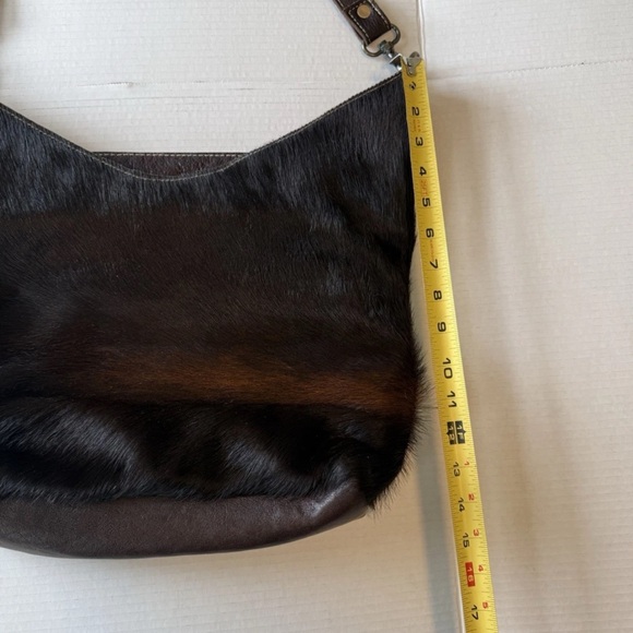 Myra Western Cowhide Hand Tooled Leather Bag Brown and Black Shoulder Bag - Picture 7 of 10